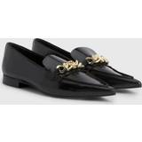 Tommy Hilfiger Leather Pointed Toe Chain Ballerinas BLACK