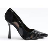 Heels & Pumps River Island Womens Black Mesh Cut Out Heeled Court Shoes Black