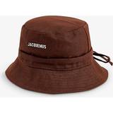 Women Hats on sale Jacquemus Mens Brown Le Bob Gadjo Brand-plaque Cotton Bucket hat