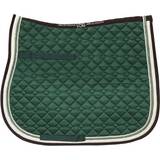 Usg Equestrian Usg General Purpose Quillted Saddle Cloth with Double Rope Piping, Pony, Dark Green/ Ecru/ Brown with Border, Ecru/ Light Green