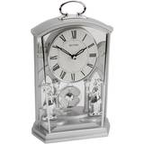 Rhythm Silver Carriage Mantel Clock with Swinging