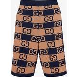 Gucci Shorts Gucci Mens Camel Ink Monogram-embellished Cotton-blend Relaxed-fit Shorts