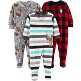 Grey Jumpsuits Children's Clothing Simple Joys by carters Baby Boys Loose-Fit Flame Resistant Fleece Footed Pajamas, Pack of 3, AnimalStripeBuffalo check, Months