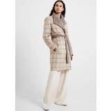 French Connection Women Outerwear French Connection Wool Blend Belted Overcoat, Taupe