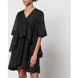 Recycled Fabric Dresses Ganni Black Crinkled Minidress 099 Black DK
