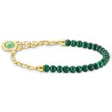Green Bracelets Thomas Sabo Gold Plated Charmista Chain Imitation Malachite Charm Bracelet