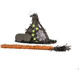 Piñatas Halloween Witches Hat Cardboard Pinata, Stick and Blindfold Set Black