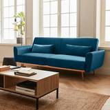 Blue Sofas Velvet Convertible Sofa 3 Seater