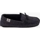 Shoes Totes Herringbone Moccasin Style Wool Blend Slippers, Navy/Multi