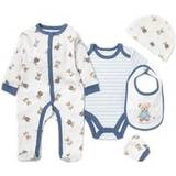 Long Sleeves Jumpsuits Bear Print Cotton 6-Piece Baby Gift Set Blue Newborn