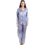 Camille Pyjamas Camille Satin Full Length Pyjama Set Silver