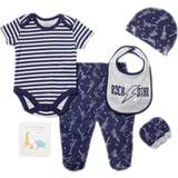 Long Sleeves Jumpsuits Rock Star Print Cotton 6-Piece Baby Gift Set Navy Newborn
