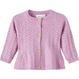 Wool Knitted Sweaters Children's Clothing Name It Long Sleeved Knitted Cardigan - Lavender Mist (13222986)