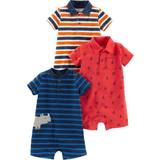 Stripes Jumpsuits Children's Clothing Simple Joys by carters Baby Boys Rompers, Pack of 3, OrangeNavyRed, StripeAnchor, Months