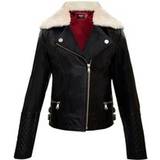 Down jackets - Girls 3--4 Girls Detachable Collar Leather Jacket 3-13 Year