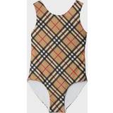 Checkered Children's Clothing Burberry Kids Beige Check One-Piece Swimsuit ARCHIVE BEIGE IP CHK 8Y
