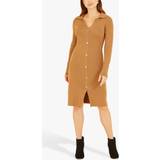 Knitted Dresses Yumi Camel Knitted Shirt Dress