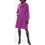 Purple - Women Coats Collar Belted Coat Purple