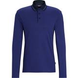 Boss Black Men's Pleins 23 Long Sleeved Polo Shirt Dark Blue