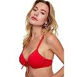 Women Bikini Tops on sale Trendyol Collection WoMens Plain Bikini Top Red Womens