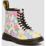 White Boots Dr. Martens Toddler 1460 Floral Mash Up Leather Lace Up Boots Cream
