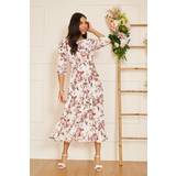 Elastane/Lycra/Spandex - Long Dresses Yumi Floral Print Pleated Dress