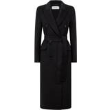 Women Coats Reiss Arla Relaxed Wool Blend Blindseam Belted Coat - Black