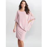 Pink - Women Clothing Gina Bacconi Lucy Metallic Trim Cape Dress
