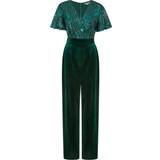 Green - Women Jumpsuits & Overalls Yumi Sequin Embellished Velvet Jumpsuit