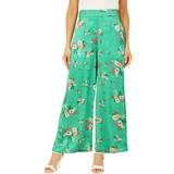 Trousers & Shorts Yumi Floral Satin Wide Leg Trousers, Green