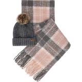 Barbour Beanies Barbour Saltburn Beanie Hat & Check Scarf Gift Set, Grey/Rose