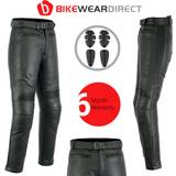 38W 33L Leather Motorbike Motorcycle Trousers Biker Touring With CE Armour Protection Black Man