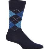 Burlington Mens Space Blue Edinburgh Logo-plaque Wool-blend Socks One