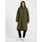 French Connection Women Outerwear French Connection Aris Longline Quilted Coat, Olive Night