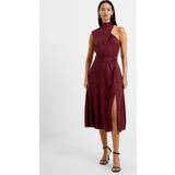 French Connection Midi Dresses - Women French Connection Aba Satin Dress, Chocolate Truffle