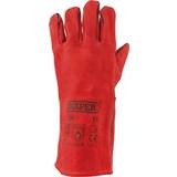Red Work Gloves Draper Leather Welders Gauntlets