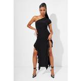 Kaiia Asymmetric Ruched Maxi Dress In Black