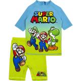 Multicoloured Swimwear Super Mario Boys Short-Sleeved Swim Set Blue/Green/Multicolour