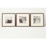 MDF Framed Art Homescapes Set of 3 Beach Front Sepia Photographs Wall Framed Art