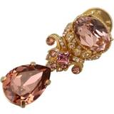 Dolce & Gabbana Gold Tone Brass Crystal Jewelry Dangling Pin Brooch