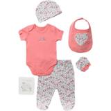 Multicoloured Other Sets Children's Clothing Floral Print Cotton 6-Piece Baby Gift Set Pink Newborn