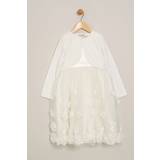 White Dresses Children's Clothing Dress and Cardigan 2-Piece Set Cream 3-4 Years