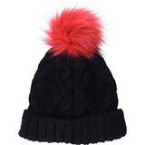 Beanies on sale Amazon Essentials Kids' Knitted Faux Fur Pom Beanie Hat, Black/Soft Pink, One