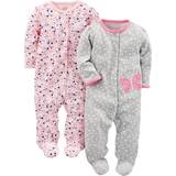 Florals Jumpsuits Simple Joys by carters Baby girls cotton Snap Footed Sleep and Play, Pack of 2, greyPink, ButterflyFloral, Preemie