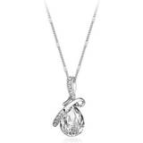 Transparent Necklaces Clear Teardrop Necklace with Ribbon Design Jewellery Silver 23cm