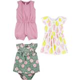 Florals Jumpsuits Simple Joys by carters Baby girls Romper, Sunsuit and Dress, Pack of 3, DotsFlowersPears, Months