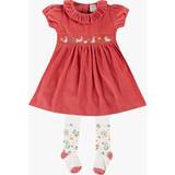 Frugi Dresses Frugi Baby Amilie Cord Dress & Tights Party Outfit Set, Rosehip/Soft White