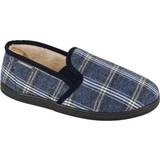 Fabric Slippers Dunlop Mens Checked Slippers Blue