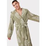Green - Men Sleepwear Chelsea Peers NYC Leopard Cotton Towelling Robe, Khaki