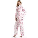 Camille Sleepwear Camille White Supersoft Pink Heart Pyjama Set